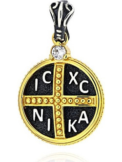 Anastasios Creations Μενταγιόν Κωνσταντινάτο από Ασήμι 925 Επιχρυσωμένο με Ζιργκόν 039085