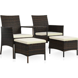 vidaXL Σετ Σαλόνι Κήπου Rattan 4τμχ Καφέ 44451