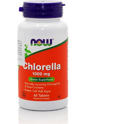 Now Foods Chlorella 1000mg Φυτικές Ίνες 60 Ταμπλέτες