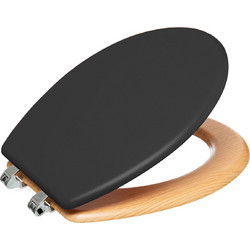 Aria Trade F-V Toilet Seat Καπάκι Λεκάνης Ξύλινο Soft Close Μαύρο 46.5x36cm 174669B