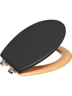 Aria Trade F-V Toilet Seat Καπάκι Λεκάνης Οβάλ Ξύλινο Soft Close Μαύρο 46.5x36cm 174669B