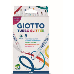 Giotto Turbo Glitter Μαρκαδόροι Ζωγραφικής Σετ 8 Χρώματα