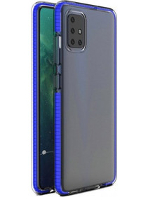 Θήκη Xiaomi Redmi Note 9S / Note 9 Pro / Note 9 Pro Max Σιλικόνης Dotted Διάφανη TPU με Χρωματιστό Πλαίσιο - 6035 - Μπλε - OEM