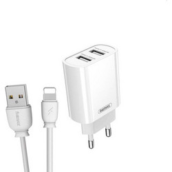 Remax RP-U35 Φορτιστής με Καλώδιο Lightning με 2 Θύρες USB-A 10.5W White
