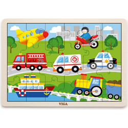 Παιδικό Puzzle Viga Σφηνώματα Με Ήχους Οχήματα 7 Κομμάτια