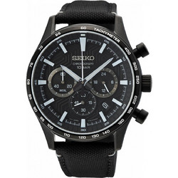 Seiko Conceptual Ανδρικό Ρολόι Χρονογράφος με Μαύρο Δερμάτινο Λουράκι SSB417P1