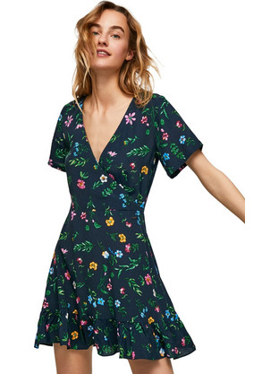 Pepe Jeans Evie Mini Καλοκαιρινό Καθημερινό Φόρεμα Πετρόλ PL953105-594