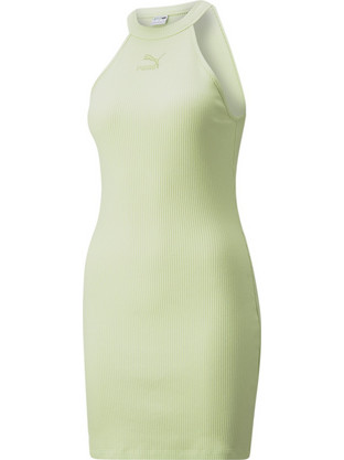 Puma Classics Ribbed Sleeveless Mini Καλοκαιρινό Καθημερινό Φόρεμα Lime 533453-36