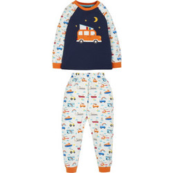 Frugi Land Sea Sky Παιδική Πιτζάμα Βαμβακερή Χειμωνιάτικη Μπλε Λευκή PJS204WLV