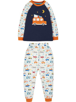 Frugi Land Sea Sky Παιδική Πιτζάμα Βαμβακερή Χειμωνιάτικη Μπλε Λευκή PJS204WLV