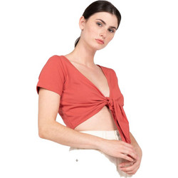 24COLOURS T-shirt Crop Γυναικεία Μπλούζα Cotton/Elastane Regular Fit - Rose 11729b