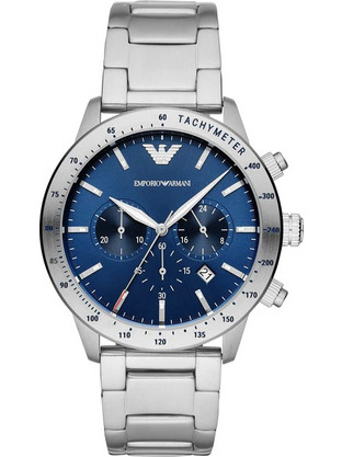 Emporio Armani Mario Ανδρικό Ρολόι Χρονογράφος με Ασημί Μεταλλικό Μπρασελέ AR11306