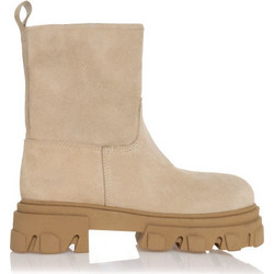 Sante Γυναικεία Μποτάκια Biker Suede Μπεζ με Χοντρό Χαμηλό Τακούνι 22-428-63