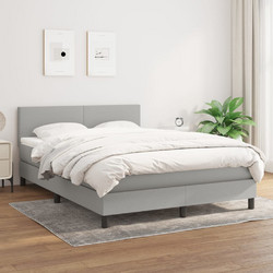 vidaXL Κρεβάτι Boxspring με Στρώμα Ανοιχτό Γκρι 140x200cm 3139897