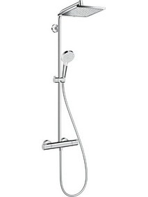 Crometta E 240 27271000 Hansgrohe Μοντέρνα Θερμοστατική Στήλη Ντους με Μπαταρία και Τετράγωνη Κεφαλή 25χ25