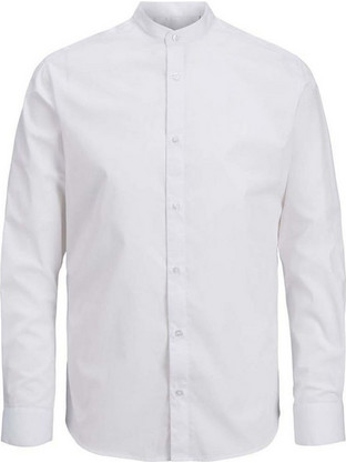 Jack & Jones Ανδρικό Πουκάμισο Βαμβακερό Μακρυμάνικο Κανονική Γραμμή με Mao Γιακά Λευκό 12205921