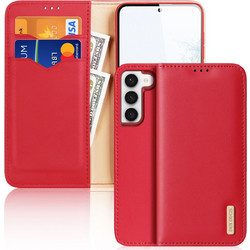 Dux Ducis Hivo case Samsung Galaxy S23+ flip cover wallet stand RFID blocking red