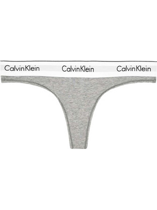 Calvin Klein Βαμβακερό Γυναικείο String Γκρι 0000F3786E-020
