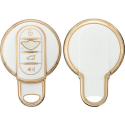 KW Θήκη Κλειδιού Mini - Σιλικόνη - 3 Κουμπιά - Smart Key - White / Gold (58602.02)