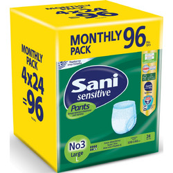 Sani Sensitive Pants No3 Large Πάνες Βρακάκι Ακράτειας 6 Σταγόνες 4x24τμχ
