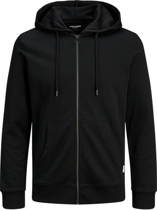 Jack & Jones Ανδρική Ζακέτα Φούτερ με Κουκούλα και Φερμουάρ Μαύρη 12181901