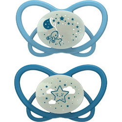 Nip First Moments Butterfly Night Ορθοδοντικές Πιπίλες Σιλικόνης 0-6m Μπλε 2τμχ