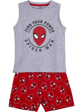 Spider-Man Παιδική Πιτζάμα Βαμβακερή Καλοκαιρινή Κόκκινη Γκρι 142-2200008877