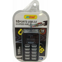 Andowl Q-HU801 USB Hub 2.0 USB-A με 10 Θύρες USB-A