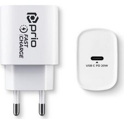 Prio Φορτιστής Χωρίς Καλώδιο με Θύρα USB-C 20W Power Delivery White PWC-1103