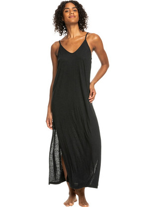 Roxy Salty Love Midi Καλοκαιρινό Καθημερινό Φόρεμα Μαύρο ERJX603341-KVJ0