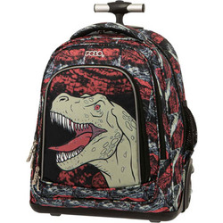 Polo Rolling Dinosaur Σχολική Τσάντα Τρόλεϊ Δημοτικού Πολύχρωμη 901016-8185