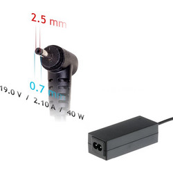 Akyga Φορτιστής Laptop 40W 19V 2.1A για Asus με Ενσωματωμένο Καλώδιο Τροφοδοσίας AK-ND-23