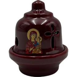 Καντήλι Φαναράκι Θεομήτωρ Κεραμικό 11.50x13,50cm Μπορντό