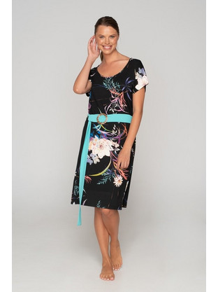 Jeannette Mini Καλοκαιρινό Καθημερινό Φόρεμα Floral Μαύρο 7062