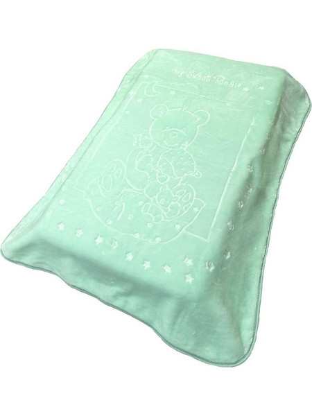 Dimcol Sweet Bear 15 Κουβέρτα Κούνιας Βελουτέ 110x140 Πράσινη Mint