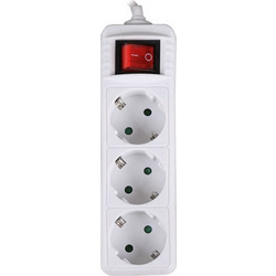 LAMTECH POWER STRIP WITH SWITCH 3 OUTLETS WHITE 3M LAM113287