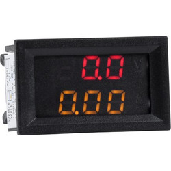 Βολτόμετρο - αμπερόμετρο με οθόνη LED για μέτρησης τάσης DC 0 έως 100V και 0 έως 9.99A με κόκκινη πορτοκαλί ΄ενδειξη