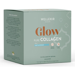 Wellexir Glow Pure Collagen Unflavored με Υαλουρονικό Οξύ & Βιταμίνη C 30 Φακελάκια