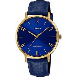 Casio Ανδρικό Ρολόι με Μπλε Δερμάτινο Λουράκι MTP-VT01GL-2B2UDF