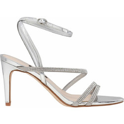 Nine West Dana Γυναικεία Πέδιλα Λουστρίνι Ασημί με Λεπτό Ψηλό Τακούνι και Στρας DANA2