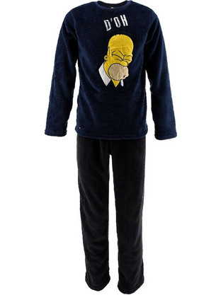 Ανδρική χειμερινή Πιτζάμα fleece SIMPSON, Χρώμα Μπλε