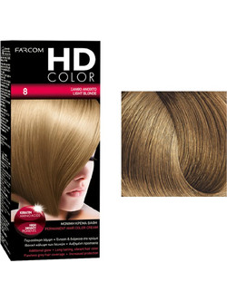 Farcom HD Color 8 Ξανθό Ανοιχτό Μόνιμη Βαφή Μαλλιών 60ml