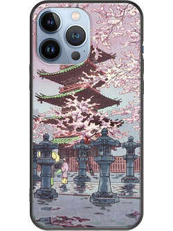 Θήκη Ukiyo-e - Cherry Blossom iPhone 13 Pro Black TPU (Μαύρη Σιλικόνη)