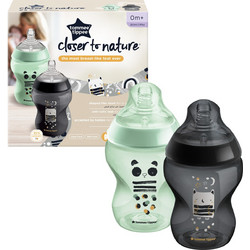 Tommee Tippee Closer To Nature Σετ Πλαστικά Μπιμπερό με Θηλή Σιλικόνης κατά των Κολικών 0m+ Panda & Owl 2x260ml