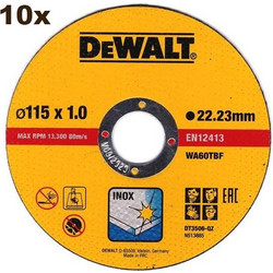 Dewalt Δίσκοι Κοπής Σιδήρου / Inox O115mm (10 τεμ) - DT3506