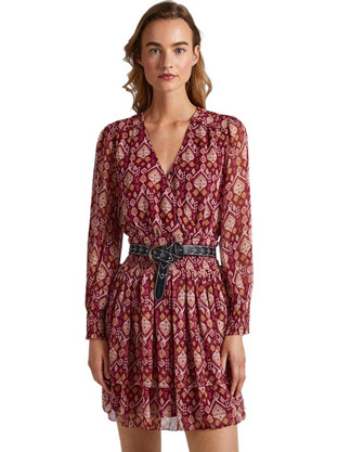 Pepe Jeans Gala Mini Καθημερινό Φόρεμα Μπορντό PL953357-0AA