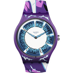 Swatch Ανδρικό Ρολόι με Μωβ Καουτσούκ Λουράκι SUOZ345