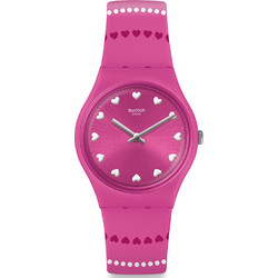 Swatch Coeur De Manege Γυναικείο Ρολόι με Ροζ Καουτσούκ Λουράκι GP160