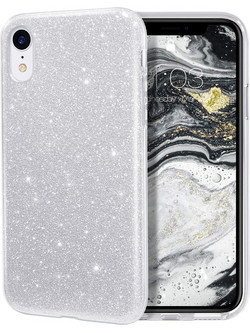 Θήκη iPhone XR Forcell Glitter Shine Cover Hard Case -Ασημί