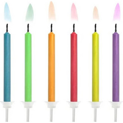 Κεριά γενεθλίων Colorful Flames, 6τμχ διαφορετικά χρώματα